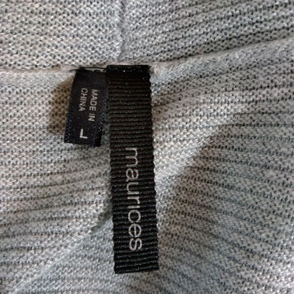 Maurices Gray Open Front Knit Draped Waterfall Cardigan Sweater Women's Size L - Picture 5 of 7